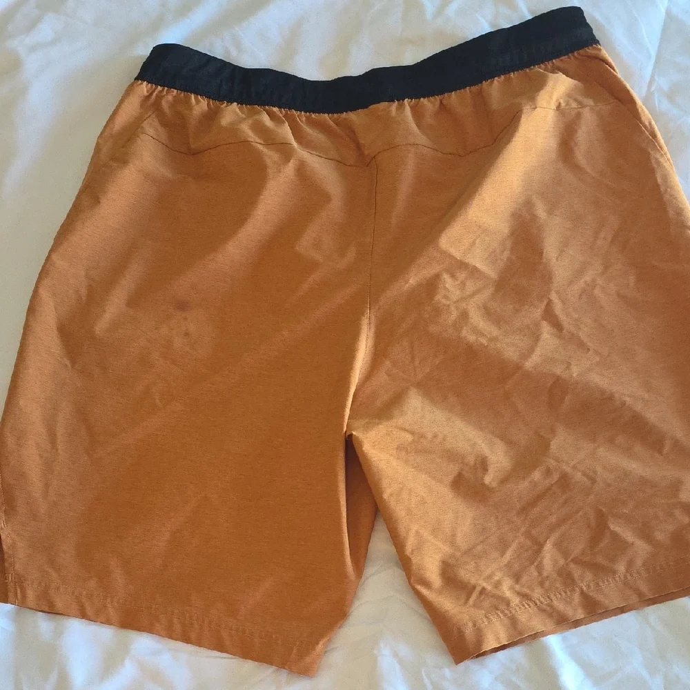 Adidas Men's Orange and Black Athletic Shorts